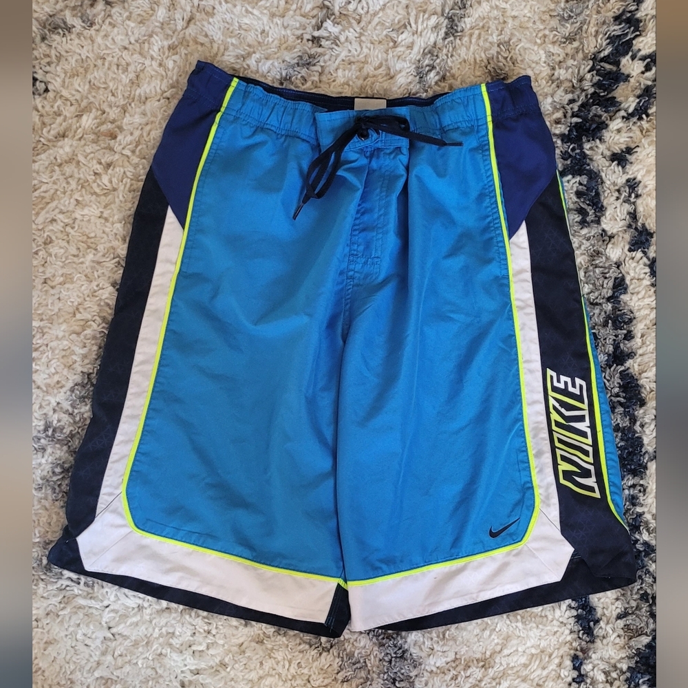 Nike Men's Blue Board Shorts Medium Lined Swim Trunks